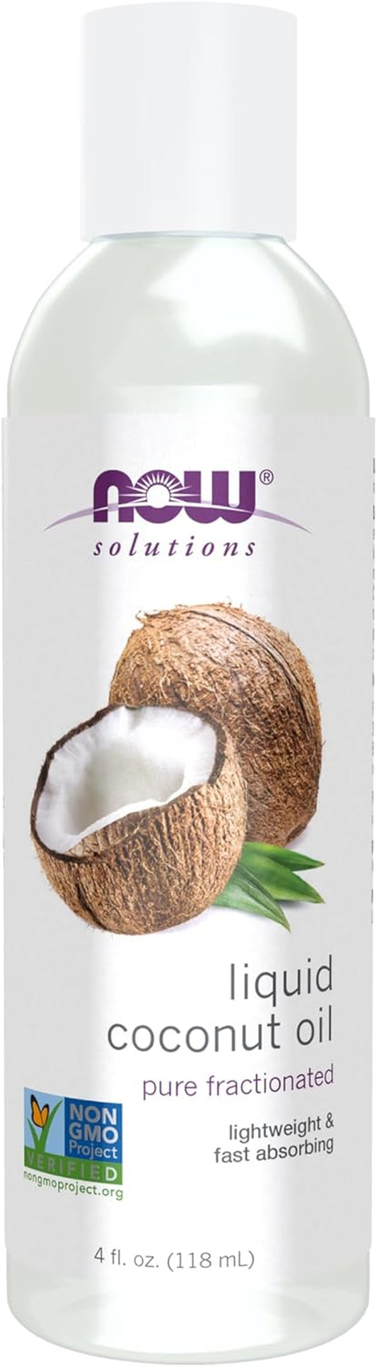 NOW Solutions, Liquid Coconut Oil, Light and Nourishing, Promotes Healthy-Looking Skin and Hair, 4-Ounce